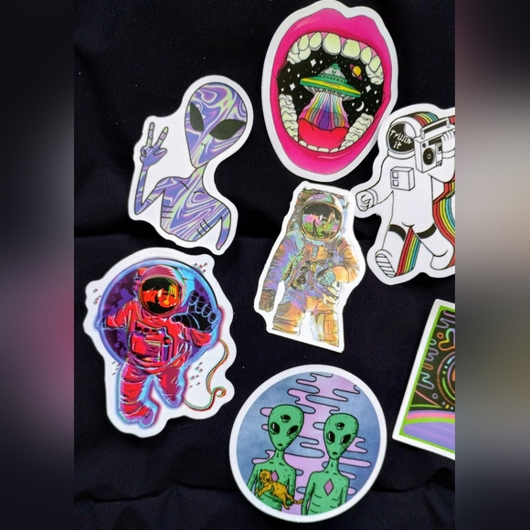 Colorful outer space themed sticker bundle of 9 - Picture 2 of 3